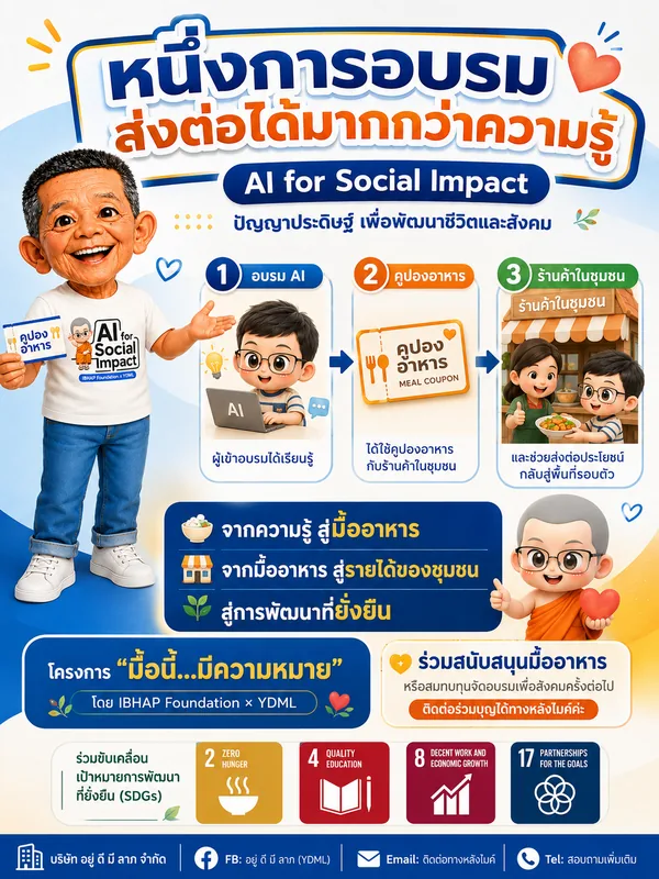 โปสเตอร์โครงการมื้อนี้มีความหมาย AI for Social Impact